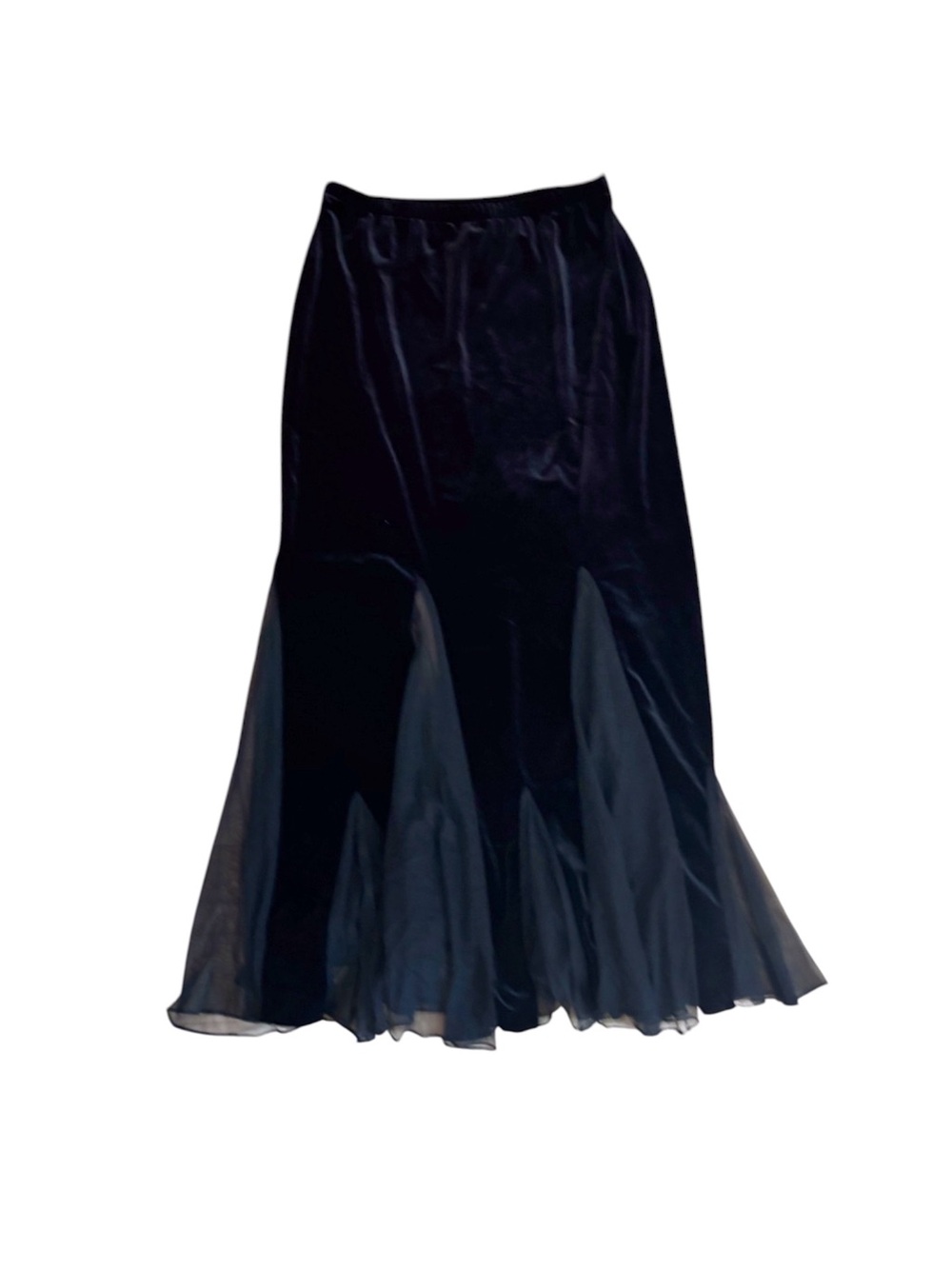 Vintage 90s Xscape Velvet Sheer Mesh Maxi Skirt Whimsygoth Witchy Evening M/L